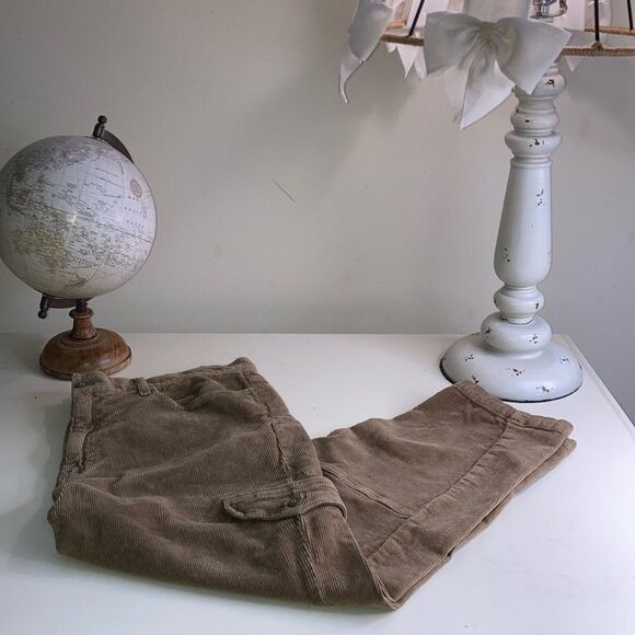 FIVE FOUR Los Angeles 34 High Waisted Gold Western Unisex Corduroy Cargo Jeans - Picture 3 of 13